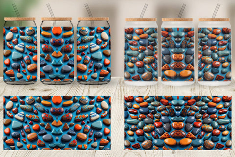 Glass Can Collection Pattern Stones Sublimation artnoy 
