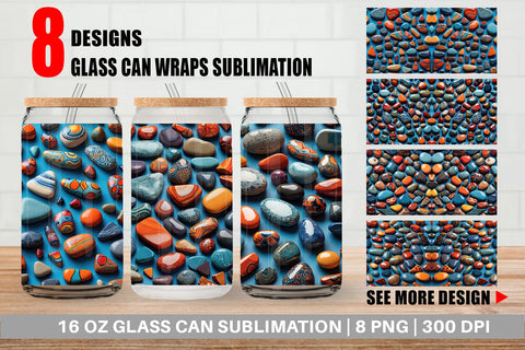 Glass Can Collection Pattern Stones Sublimation artnoy 