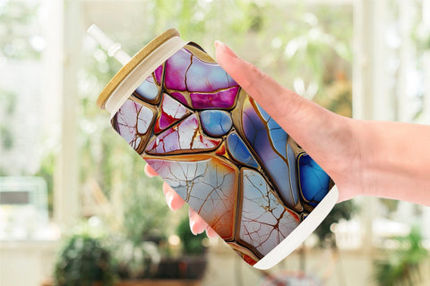 Glass Can Colorful Liquid Marble Sublimation artnoy 