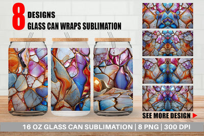 Glass Can Colorful Liquid Marble Sublimation artnoy 