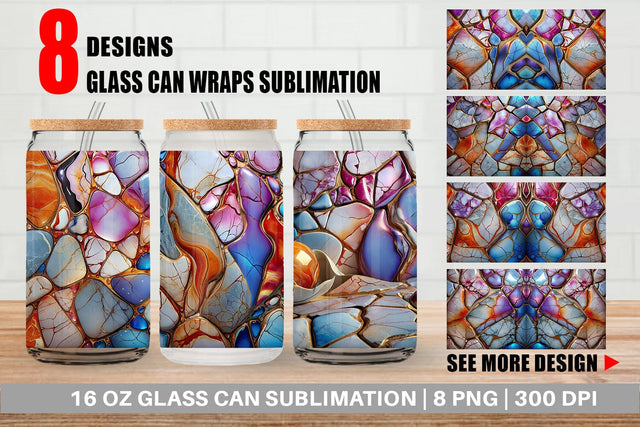 Glass Can Colorful Liquid Marble Sublimation artnoy 