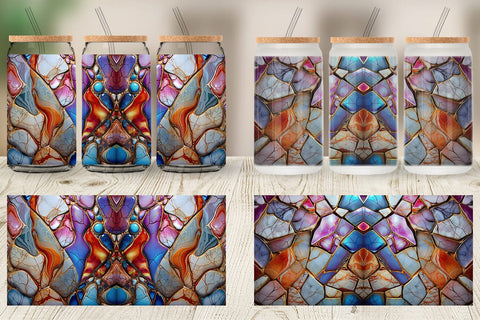 Glass Can Colorful Liquid Marble Sublimation artnoy 