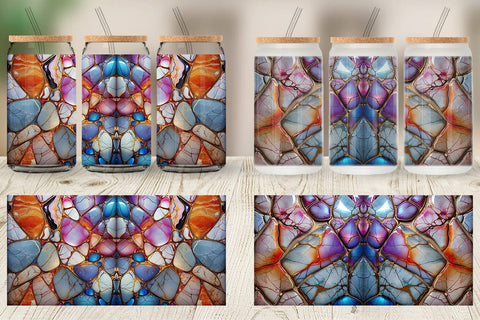 Glass Can Colorful Liquid Marble Sublimation artnoy 