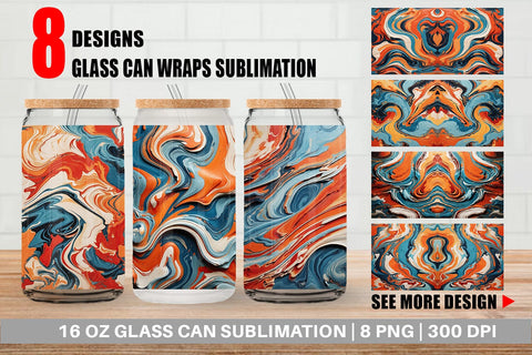 Glass Can Colorful Marble Sublimation artnoy 