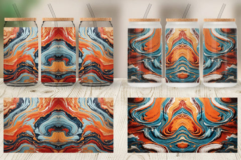 Glass Can Colorful Marble Sublimation artnoy 