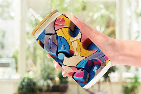 Glass Can Colorful Puzzles Pattern Sublimation artnoy 