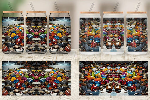 Glass Can Colorful Rocks Sublimation artnoy 