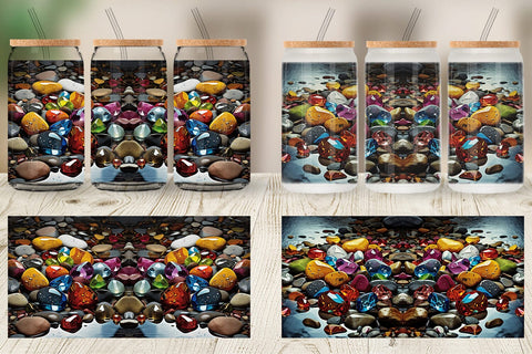 Glass Can Colorful Rocks Sublimation artnoy 