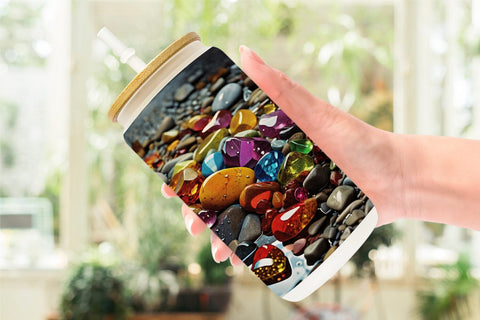 Glass Can Colorful Rocks Sublimation artnoy 