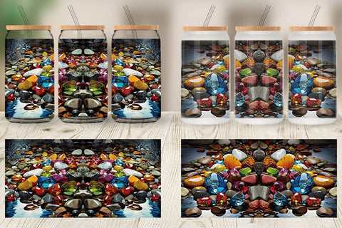 Glass Can Colorful Rocks Sublimation artnoy 