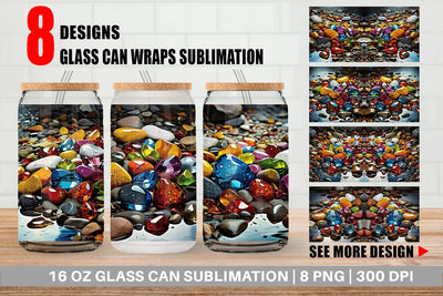 Glass Can Colorful Rocks Sublimation artnoy 