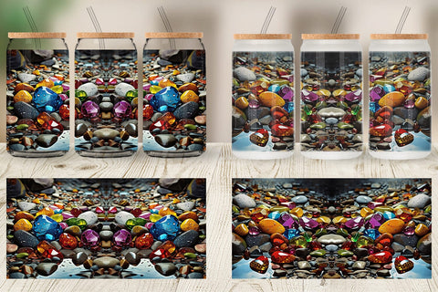 Glass Can Colorful Rocks Sublimation artnoy 