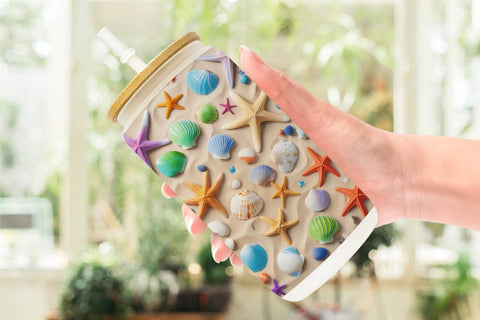 Glass Can Colorful Seashells Sublimation artnoy 