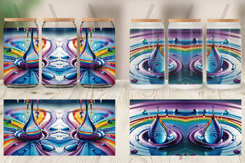 Glass Can Colorful Water Drops Sublimation artnoy 
