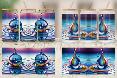 Glass Can Colorful Water Drops Sublimation artnoy 