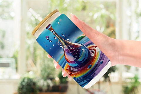 Glass Can Colorful Water Drops Sublimation artnoy 