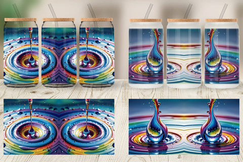 Glass Can Colorful Water Drops Sublimation artnoy 