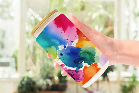 Glass Can Colorful Watercolor Sublimation artnoy 
