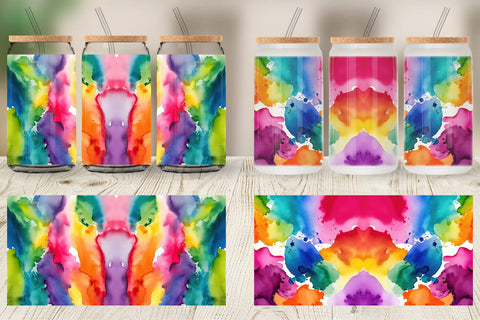 Glass Can Colorful Watercolor Sublimation artnoy 