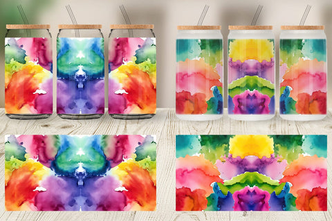 Glass Can Colorful Watercolor Sublimation artnoy 