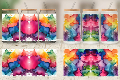 Glass Can Colorful Watercolor Sublimation artnoy 
