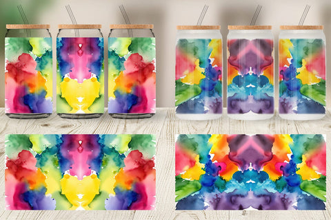 Glass Can Colorful Watercolor Sublimation artnoy 