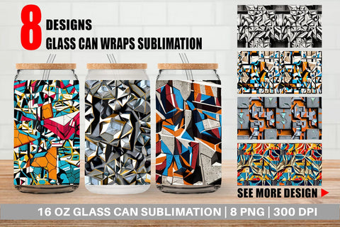 Glass Can Concrete Wall Pattern Sublimation artnoy 
