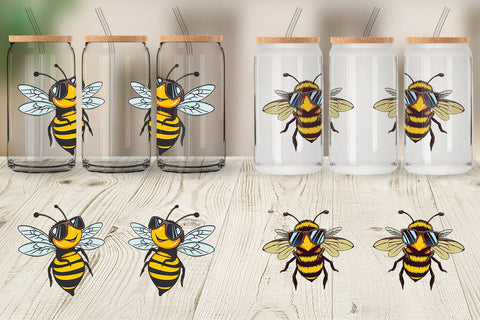 Glass Can Cool Bee Sublimation artnoy 