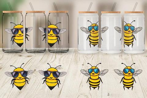 Glass Can Cool Bee Sublimation artnoy 