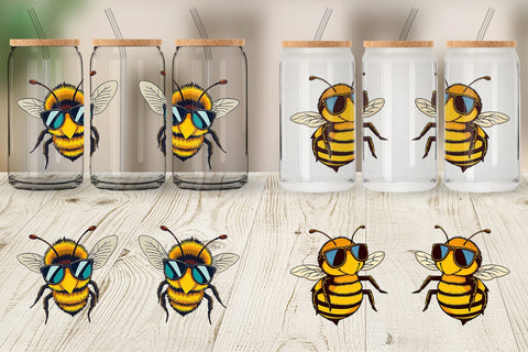 Glass Can Cool Bee Sublimation artnoy 