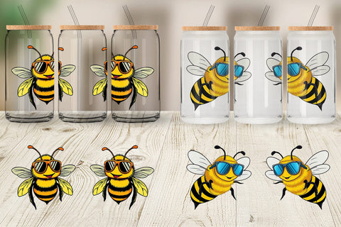 Glass Can Cool Bee Sublimation artnoy 