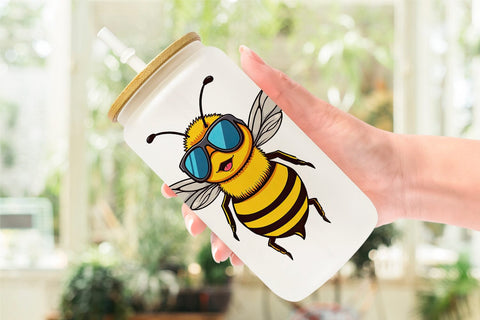 Glass Can Cool Bee Sublimation artnoy 