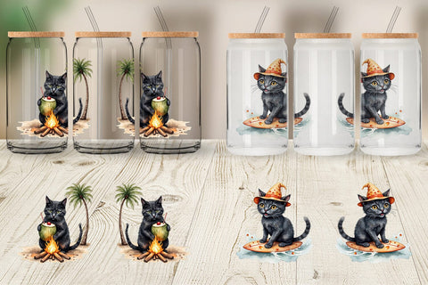 Glass Can Cool Cat Summerween Sublimation artnoy 