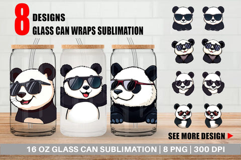 Glass Can Cool Panda Sublimation artnoy 