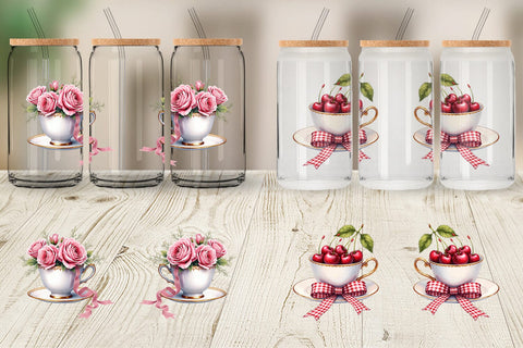 Glass Can Coquette Teacups Sublimation artnoy 