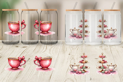 Glass Can Coquette Teacups Sublimation artnoy 
