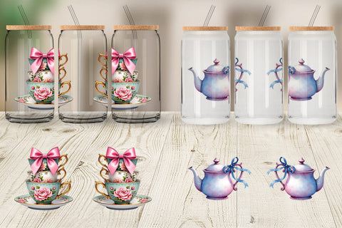 Glass Can Coquette Teacups Sublimation artnoy 