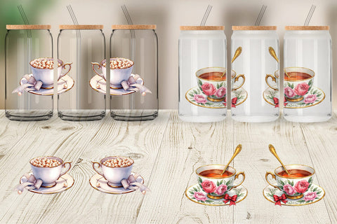Glass Can Coquette Teacups Sublimation artnoy 