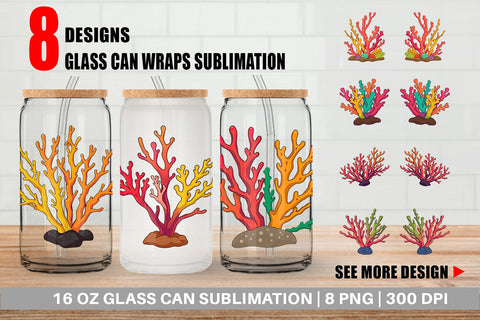 Glass Can Coral Reef Sublimation artnoy 
