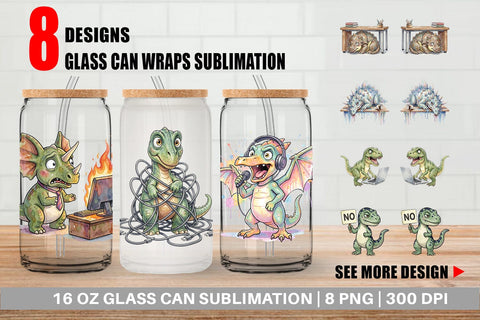 Glass Can Corporate Burnout Dino Sublimation artnoy 