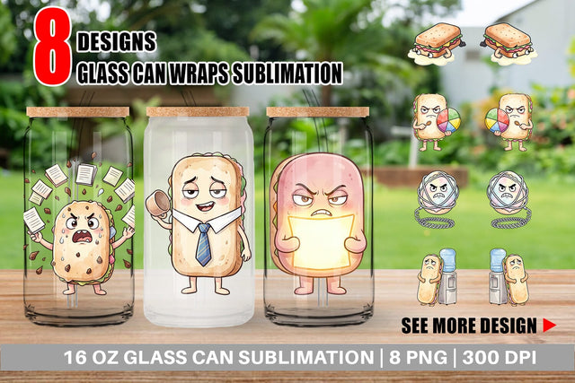 Glass Can Corporate Meltdown Sweet Watercolor Sublimation artnoy 