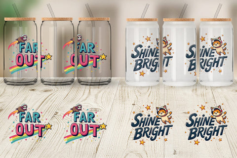 Glass Can Cosmic Cravings 80s Retro Kawaii Space Quotes Sublimation artnoy 