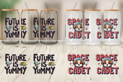 Glass Can Cosmic Cravings 80s Retro Kawaii Space Quotes Sublimation artnoy 