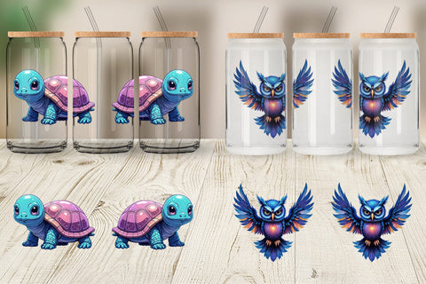 Glass Can Cosmic Kawaii Critters Sublimation artnoy 