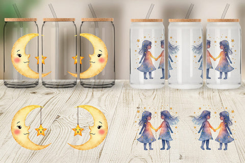 Glass Can Cosmic Love Celestial Valentine Watercolor Art Sublimation artnoy 