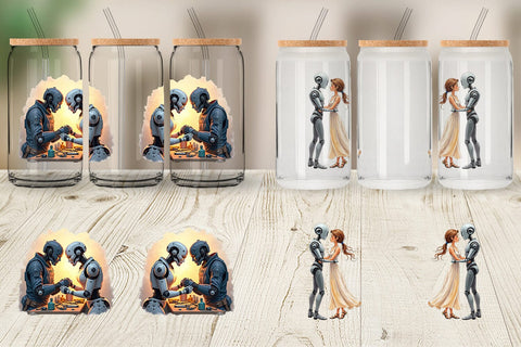 Glass Can Cosmic Lovers Retro-Futuristic Romance Sublimation artnoy 