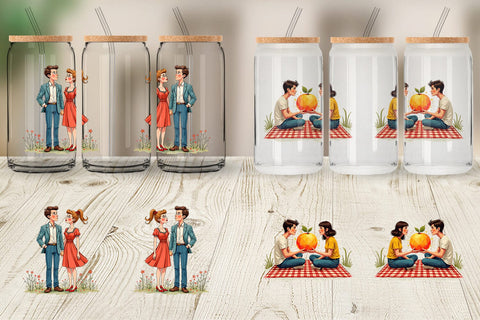 Glass Can Cosmic Lovers Retro-Futuristic Romance Sublimation artnoy 