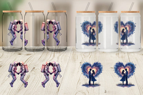 Glass Can Cosmic Lovers Retro-Futuristic Romance Sublimation artnoy 