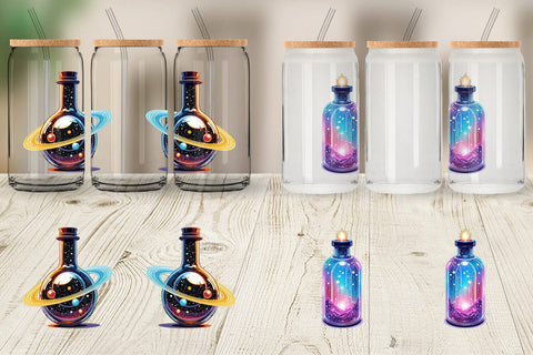 Glass Can Cosmic Potion Bottles Sublimation artnoy 