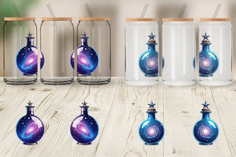 Glass Can Cosmic Potion Bottles Sublimation artnoy 